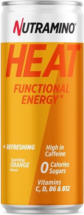 Nutramino HEAT Energy Drink 330ML -Low Caffeine Orange- NEW DK, FR & EN (Orange, 24 x)