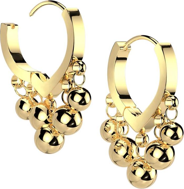 Produktbild Star Piercing Ohrring vergoldet Diamant Anhänger Ketten mit Kugeln (ohne Messing, Chirurgenstahl 316L)