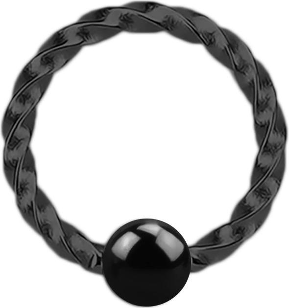 Produktbild Star Piercing Micro Ball Closure Ring geflochten schwarz (ohne Messing, Chirurgenstahl 316L)