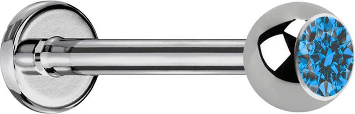 Image du produit Star Piercing Micro Labret argenté avec boule et cristal bleu clair (sans laiton, Titane G23)