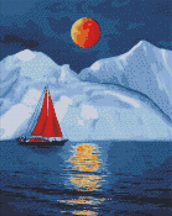 Immagine prodotto Ideyka Diamond Painting - Barca a vela rossa con cornice 40 x 50 cm