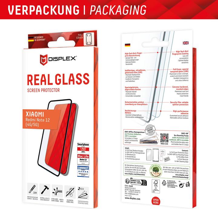 Produktbild Displex Real Glass, Full Cover Panzerglas (1 Stück, Xiaomi Redmi Note 12, Xiaomi Poco X5)