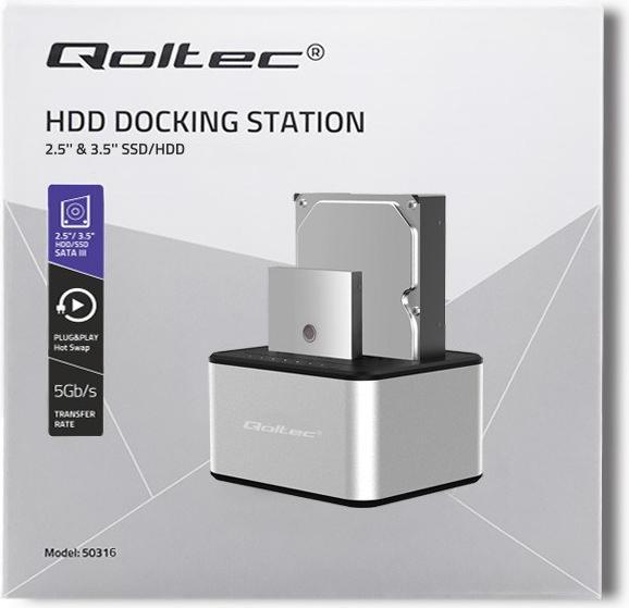 Immagine prodotto Qoltec 50316 2x HDD/SSD docking station 2,5/3,5 pollici SATA USB 3.0 Clonazione