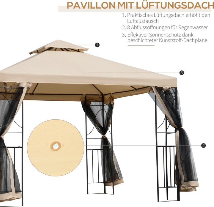 Produktbild Outsunny Pavillon mit Moskitonetz (300 cm, 300 cm)