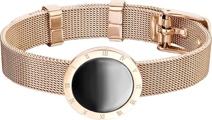 Produktbild Star Piercing Armband rosegold schwarzes emaille mit römischen Ziffern (23 cm, Chirurgenstahl 316L, ohne Messing)