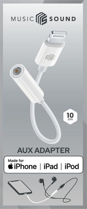 Immagine prodotto Music Sound Cellularline MFI Cavo adattatore audio da Lightning a Jack da 3,5 mm Bianco (Lightning, Jack da 3.5mm)