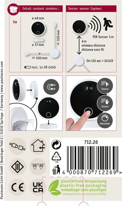 Image du produit Paulmann MaxLED Wireless PIR & Touch Sensor Set
