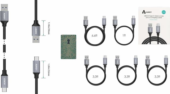 Produktbild Aukey USB A – USB C 5er Pack (2 m, USB 3.0)