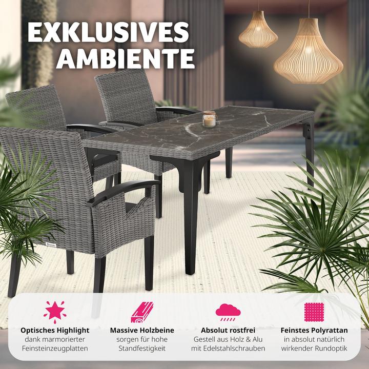 Immagine prodotto tectake Tavolo in rattan Foggia (196 cm)