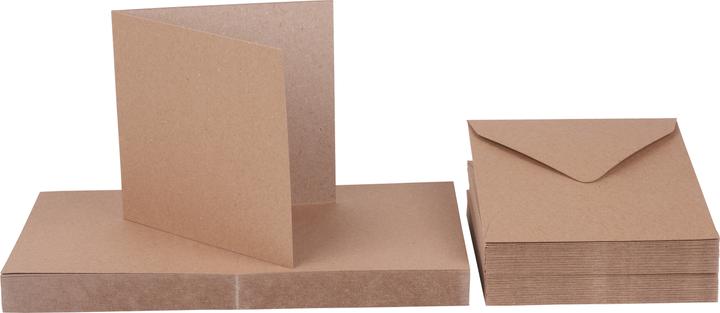 Actual product image Craft UK Limited XXL double cards with envelopes "Kraft paper", 12.5 x 12.5 cm, 50 pieces (50 pcs.)