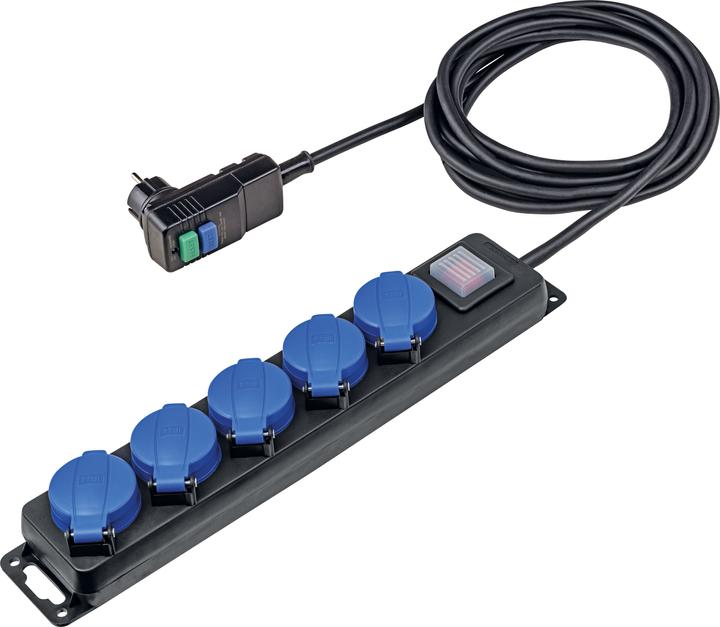 Image du produit Hora eTec AS Schwabe 38604 Rallonge électrique noir/bleu 4,5 m avec disjoncteur différentiel (38604) (5 x, CEE 7/3, 4.50 m)