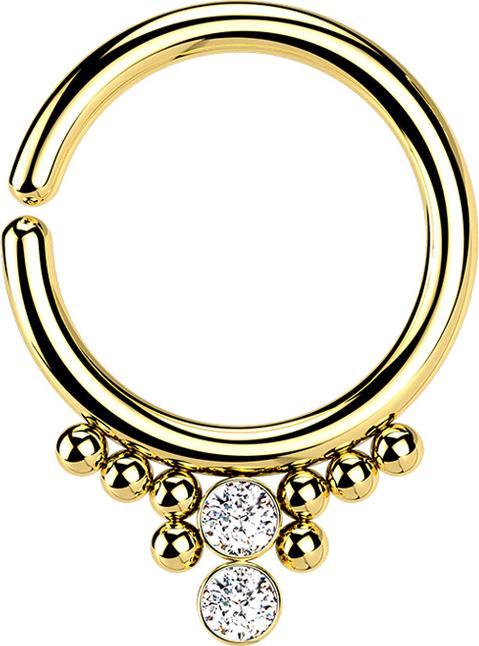 Actual product image Star Piercing Micro Piercing Ring gold plated eight balls and two crystals silver (Surgical steel 316L)