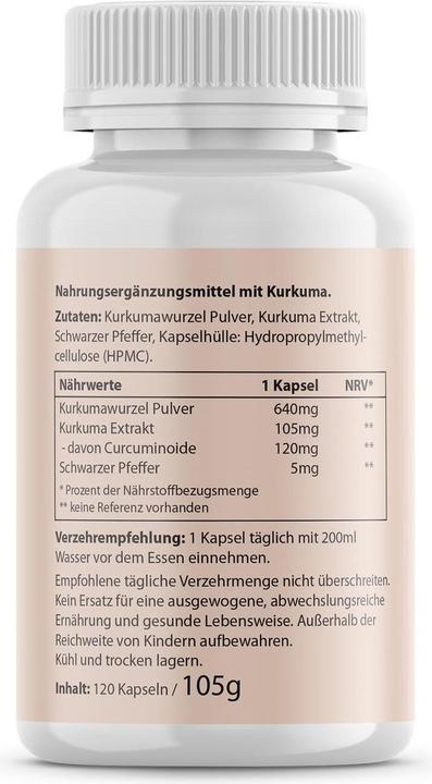 Valori nutrizionali e ingredienti Biotanicals Curcuma (120 Pezzo/i, Pillole, 60 g)