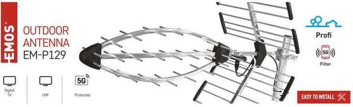 Produktbild Emos Aussenantenne EM-29U5G, PROFI, 0-200 km, DVB-T2, LTE/4G/5G Filter (DVB-T / -T2)