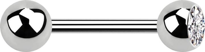 Produktbild Star Piercing Barbell silber mit Kugel und Kugel Kristall silber (ohne Messing, Chirurgenstahl 316L)