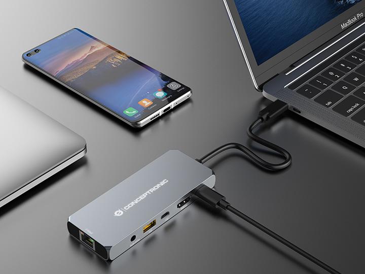 Produktbild Conceptronic Dock USB-C->HDMI,2.5GbE,USBC/3.0,100WPD0.18m gr (USB-C, 1 Ports)