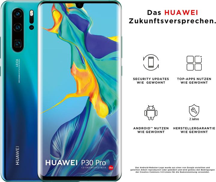 Productafbeelding Huawei P30 Pro Nieuwe Editie (256 GB, Aurora Blauw, 6.47", Hybride dubbele SIM, 40 Mpx, 4G)