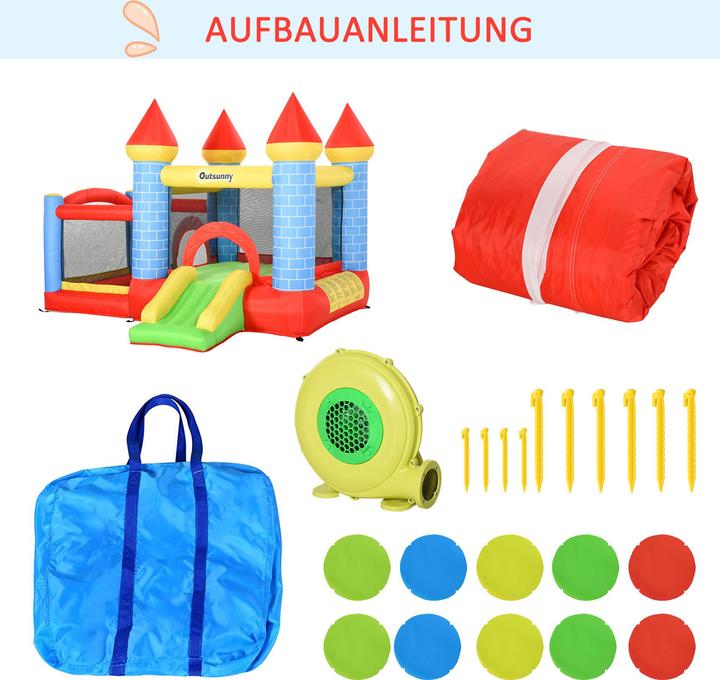 Produktbild Outsunny Hüpfburg mit Rutsche und Pool