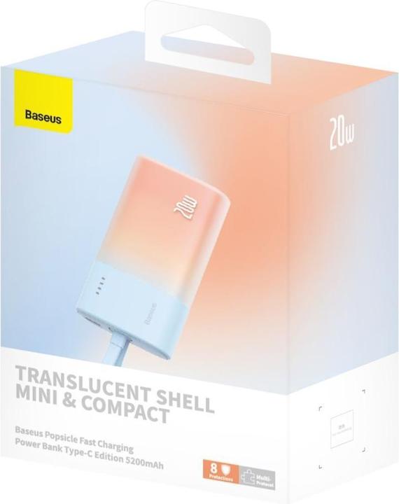 Produktbild Baseus Popsicle 5200mAh 20W Powerbank with Built-in Lightning Cable (+ White Simple USB-C - U (5200 mAh, 20 W, 20 Wh)