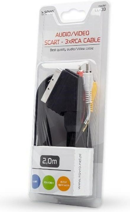 Image du produit Savio CL-133 Câble Péritel Péritel (21 broches) 3 x RCA Multicolore (2 m)