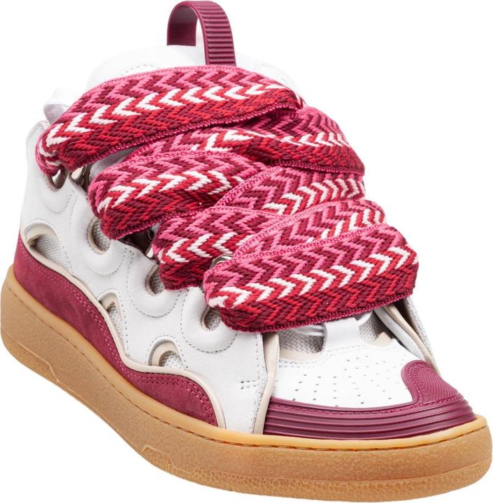 Actual product image Lanvin curb sneaker in leather and suede color white and berry (42)
