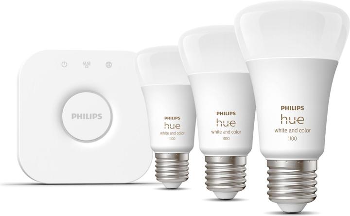 Image du produit Philips Hue Kit de démarrage (E27, 9 W, 1055 lm, 3 x, F)