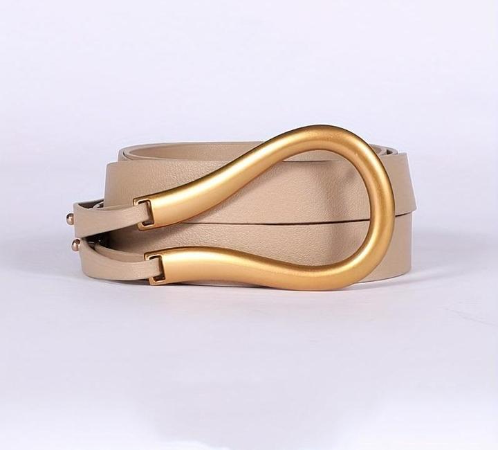 Produktbild Only-Bags.Store Trendy Hufeisen Schnalle Punk Gürtel Schwarz PU Leder Taillenband Verstellbar Mantel Kleid Gürtel