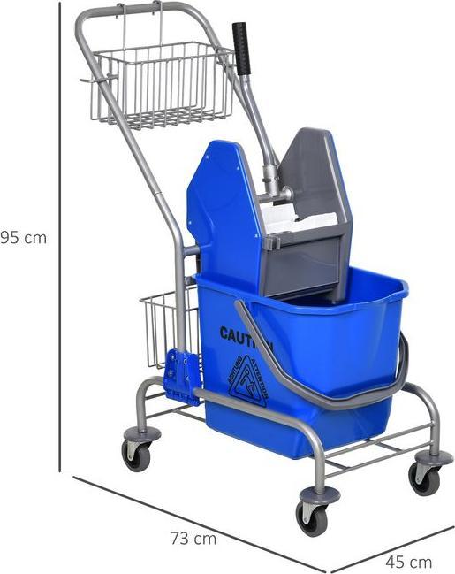 Immagine prodotto Swisshandel24 Putzwagen Reinigungswagen 26 Liter Wischwagen mit Wringer Rollen Blau (1 pz.)