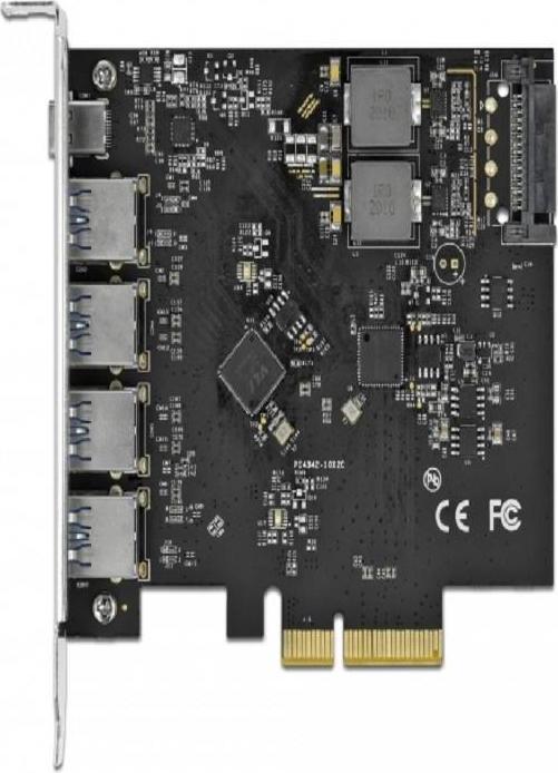 Actual product image Delock PCI Express Card USB 3.1 Gen2 - 1x USB-C + 4x USB-A