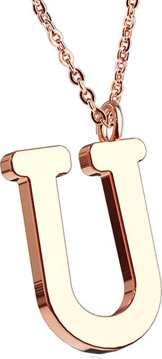 Actual product image Star Piercing Chain rose gold pendant letter U (without brass, Surgical steel 316L)