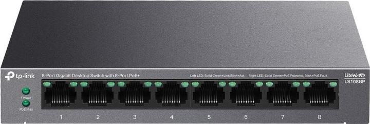 Immagine prodotto TP-Link Switch desktop Gigabit a 8 porte con 8 porte PoE+ LS108GP (8 Porti)