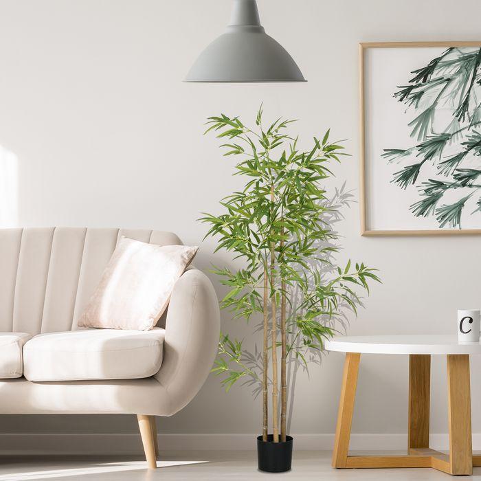 Produktbild Swisshandel24 Künstliche Pflanzen, Kunst Bambus, 180 cm Kunstpflanze mit 830 Blätter Grün (180 cm)