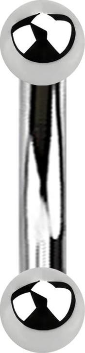 Star Piercing Banane Innengewinde silber mit zwei Kugeln (ohne Messing, Chirurgenstahl 316L)