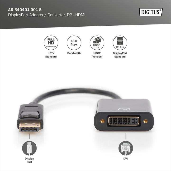 Actual product image Digitus DisplayPort to (DVI, 15 cm)