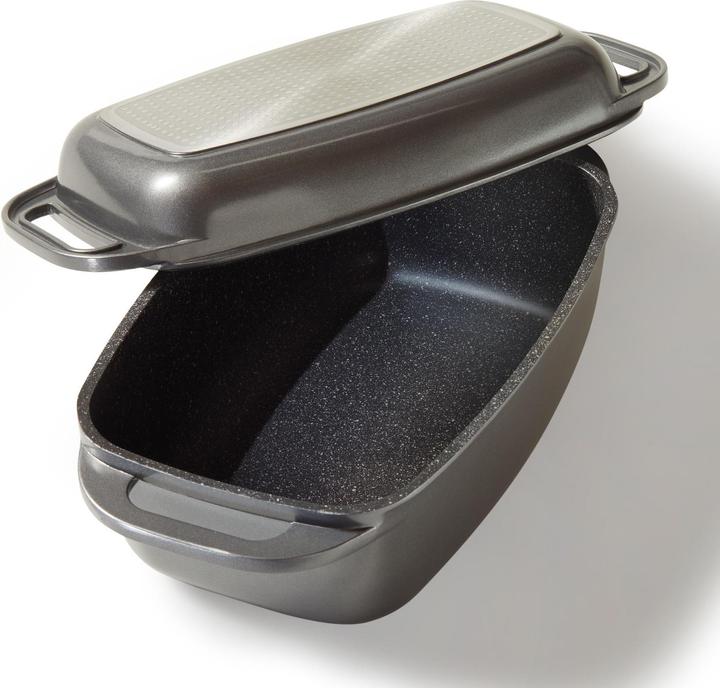 Actual product image Stoneline Roaster 40 x 22 cm with lid, oven and induction suitable, non-stick coating, grey (Casserole + Stewpot, Aluminium)