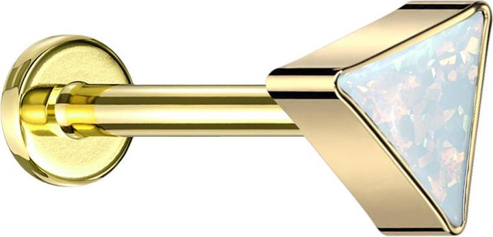 Star Piercing Micro Labret Innengewinde vergoldet dreieck vergoldet Opal weiss (ohne Messing, Titan G23)