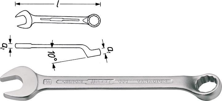 Immagine prodotto HAZET Chiave combinata a forchetta/ad anello 603-13 ∙ Profilo a doppio esagono esterno ∙ 13 mm (13 mm)