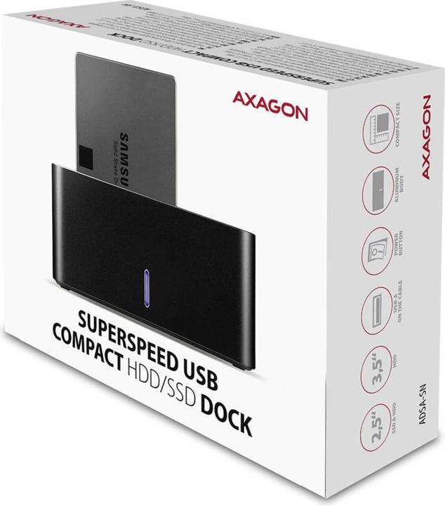 Actual product image Axagon ADSA-SN Storage Drive Docking Station USB 3.2 Gen 1 (3.1 Gen 1) Type-A Black (3.5")