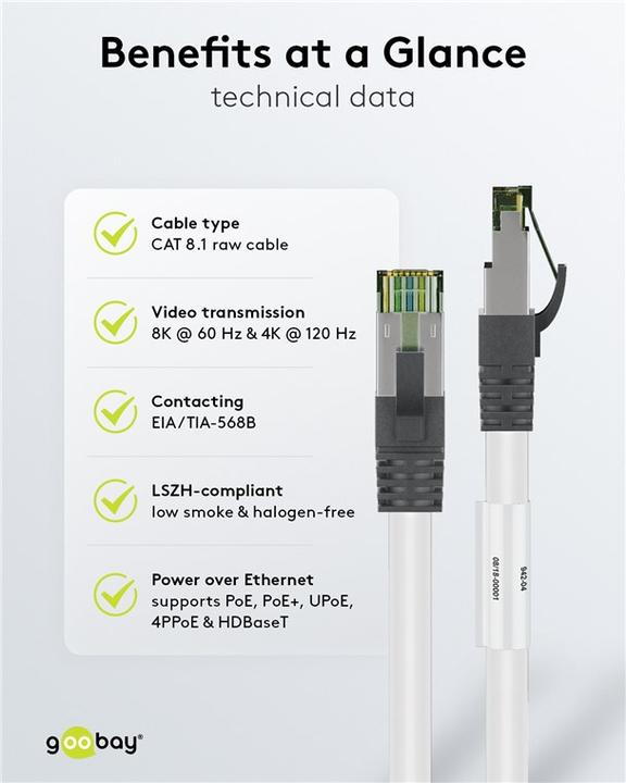 Produktbild Goobay Netzwerkkabel (S/FTP, CAT8.1, 0.50 m)