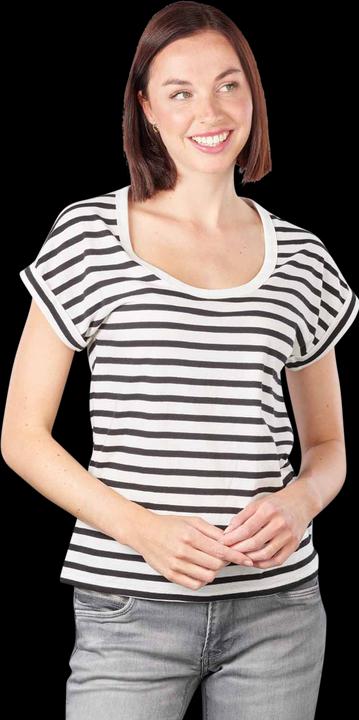 Actual product image Marc O'Polo Deep Round Neck T-Shirt Short Sleeve Multi/Black (XXS)