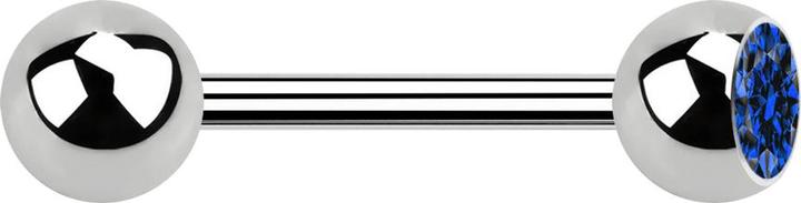 Produktbild Star Piercing Barbell silber mit Kugel und Kugel Kristall dunkelblau (Chirurgenstahl 316L, ohne Messing)