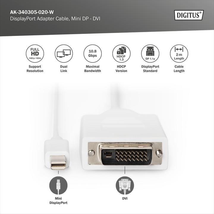 Actual product image Digitus Mini DisplayPort — DVI (2 m, DVI, DisplayPort)