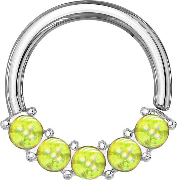 Immagine prodotto Star Piercing Anello micro piercing in argento con cinque pietre epossidiche verdi (Acciaio chirurgico 316L, senza ottone)