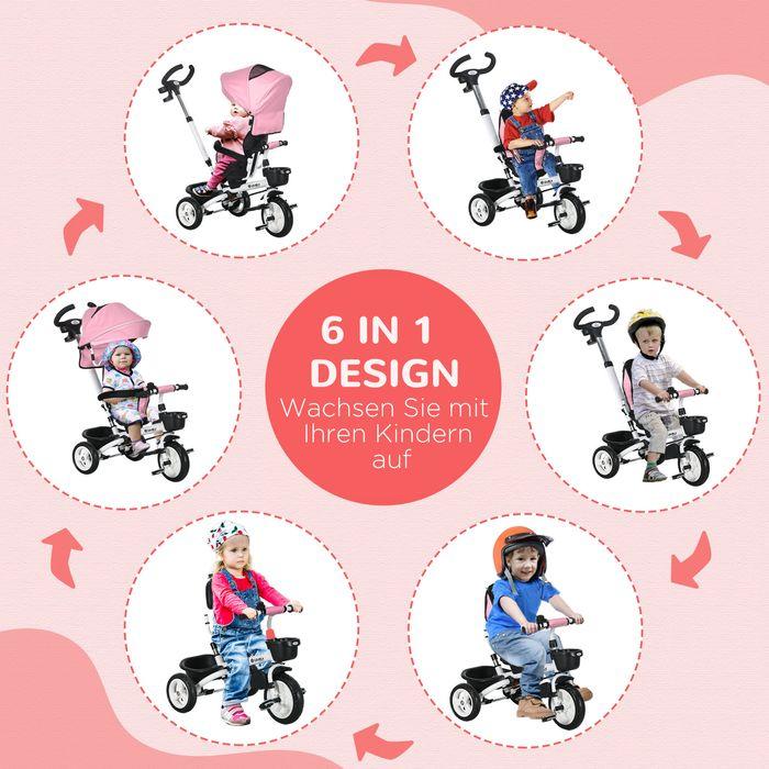Actual product image Swisshandel24 2in1 tricycle push bar children's tricycle, 1-5 years Pink