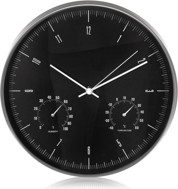 Produktbild Maclean CE60S CE60S Wall clock sidabrinis 12 30cm with thermometer and hygrometer sidabrinis (30 cm)