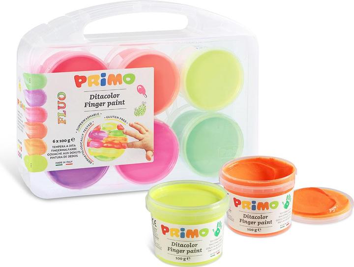 Immagine prodotto Morocolor Vernice a dita Primo Fluorescente Set di 6 in astuccio di plastica (6 colori neon, 100 ml)