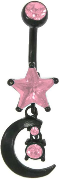 Produktbild Bijouteria Bauchpiercing (Kristall, PVD Beschichtung (schwarz), Chirurgenstahl 316L)