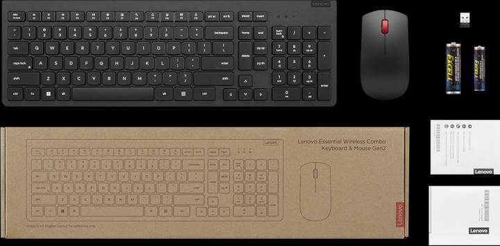 Immagine prodotto Lenovo Essential Tastiera e mouse wireless combo Gen2 nero US Euro 103P (US, Senza fili)