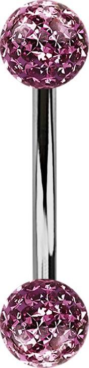Produktbild Star Piercing Banane silber mit zwei Kristallkugeln hellviolett Epoxy Schutzschicht (ohne Messing, Titan G23)