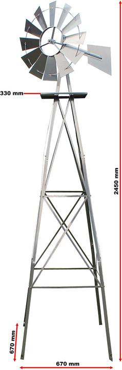 Produktbild Wiltec XPOtool Windrad mit 245cm Höhe Windmühle Windspiel Gartendeko Rankhilfe Rankturm